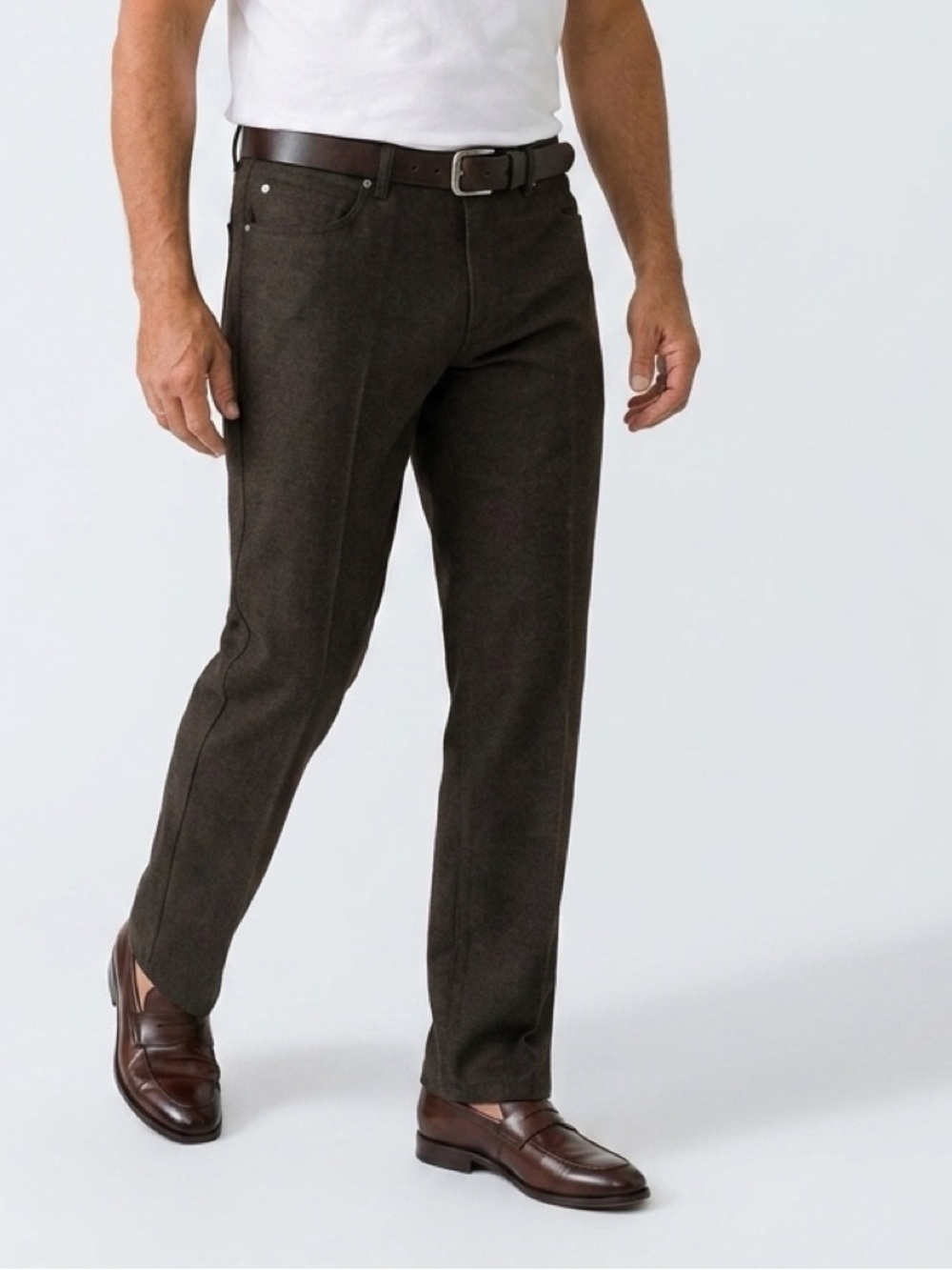 Men’s Dark Brown Charcoal Gray Pants 34x30 Straight Leg 5 Pocket